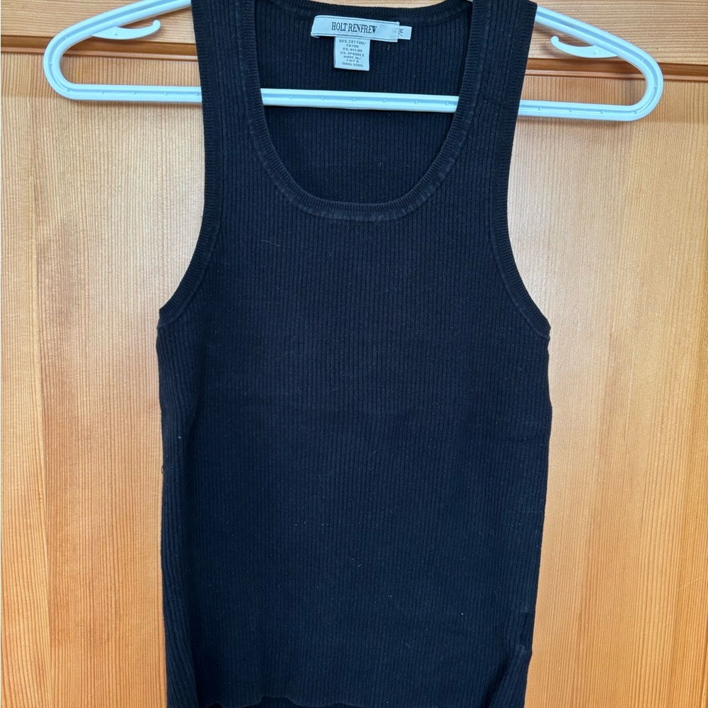 Holt Renfrew Black Ribbed Crop Top